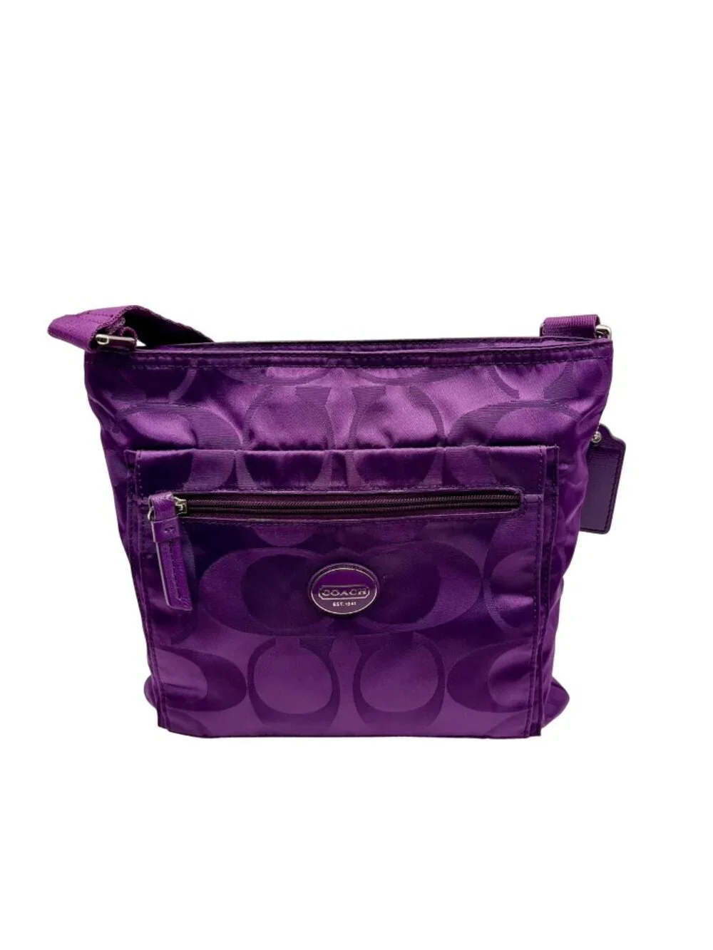 Coach Purple Monogram Print Nylon Crossbody